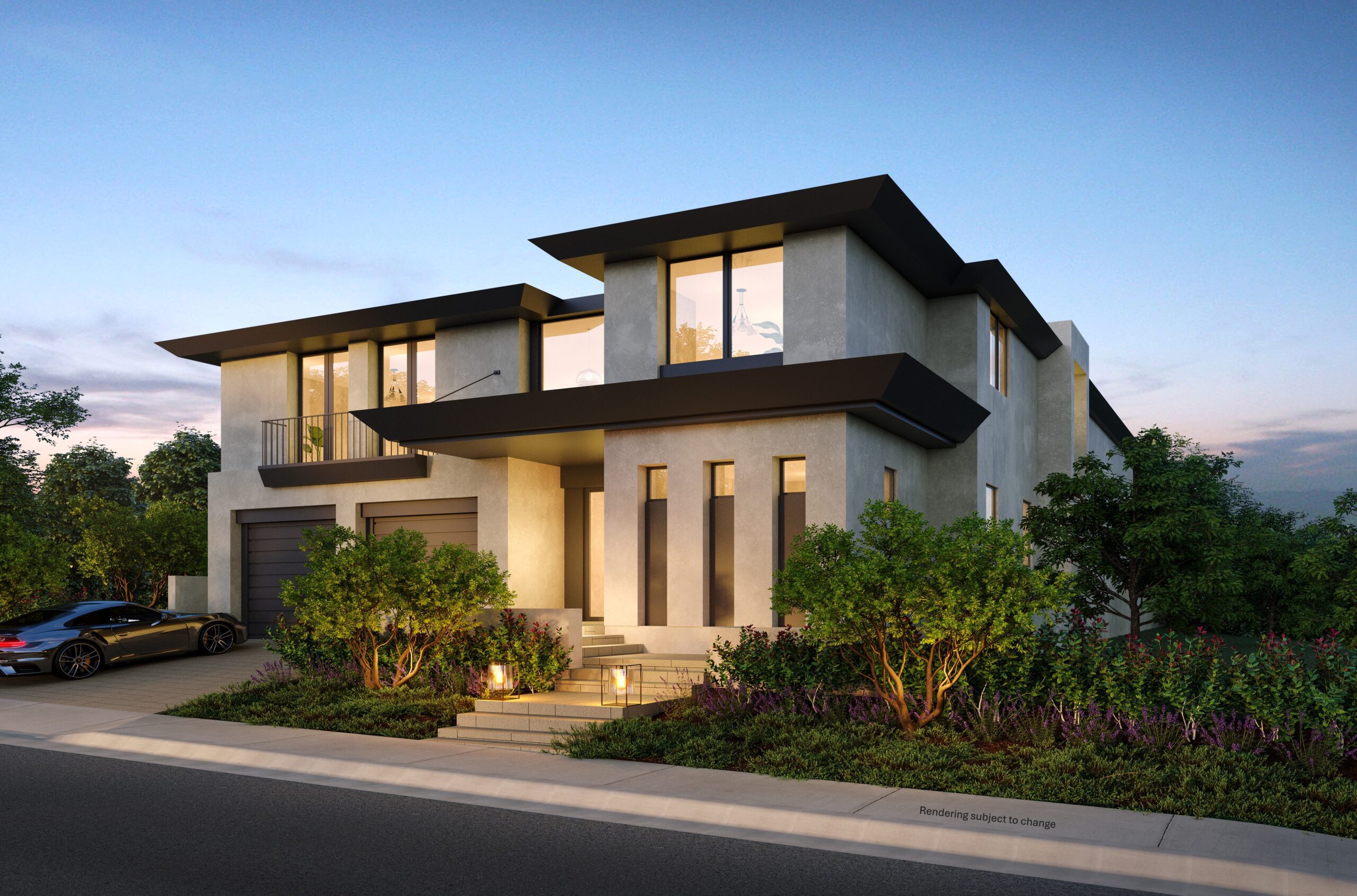 rendering of a two story modern house