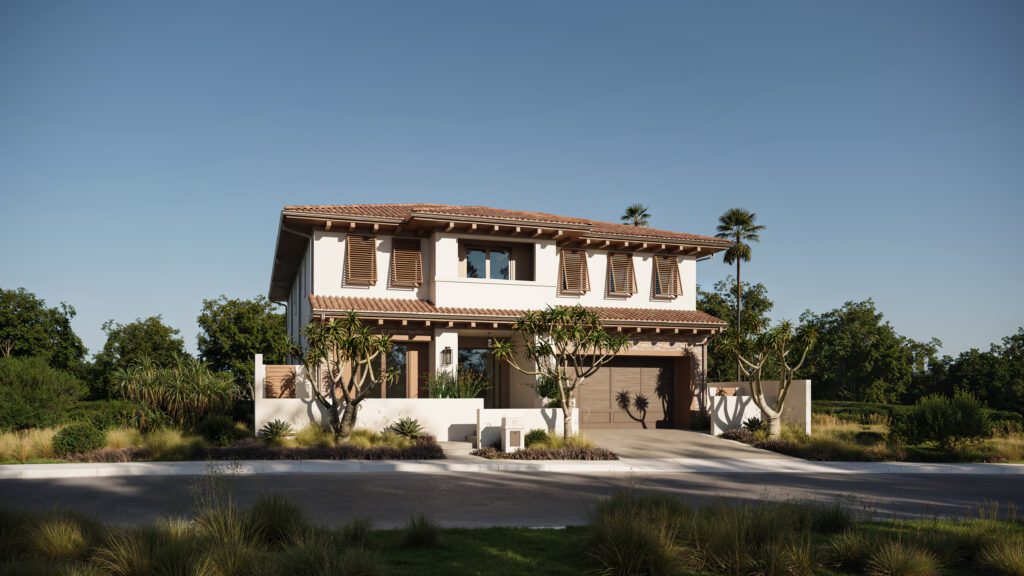 52 Ritz Cove exterior rendering for a new build two story contemporary home