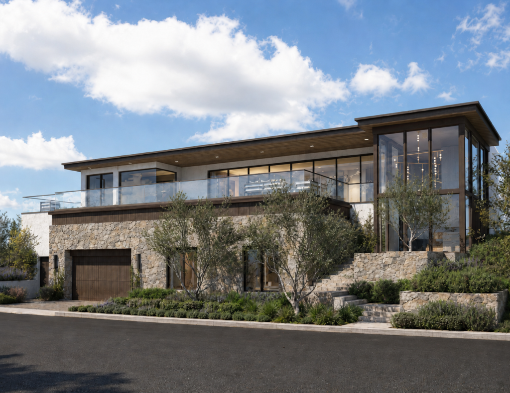 contemporary two-story house at 453 Mendoza